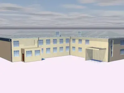 Shop model office building on cloudy day 3D model