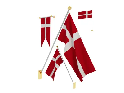 Flags of Denmark 3D model