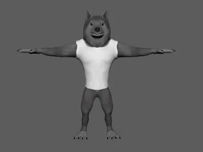 Werewolf wolf Low-poly 3D model