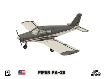 PIPER PA-28 Cherokee  - 3D printed scalemodel 3D print model 3D print model