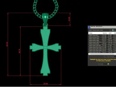 Light Gold 18K Cross Pendant 1CP030 3D print model
