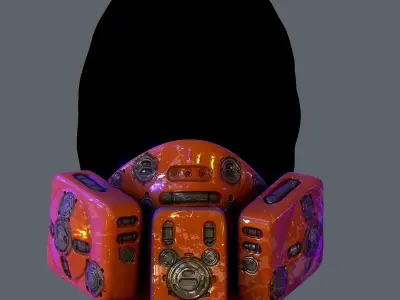 Gas mask helmet scifi Low-poly character art game space Low-poly 3D model 8