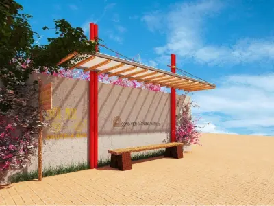 Bamboo Bus stop 3dmax 2014 Low-poly 3D model