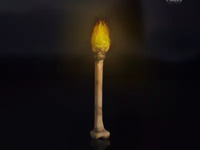 Medieval Bone Torch Low-poly 3D model