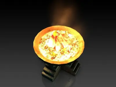 Ancient brazier fire pit bowl  Low-poly 3D model