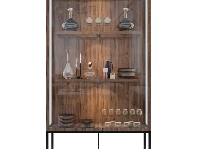 Shelf 3D model two display cases with glass doors 3D model