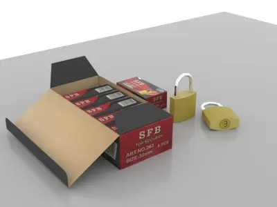 Game Ready Padlock with Retail Packaging Low Poly 3D Model Free low-poly 3D model