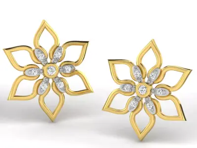 Gold Diamond Women Earring 3D print Model 3D print model 32