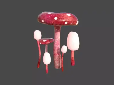 Fantasy Mushroom H03 Red - Scene Backdrop Design Low-poly 3D model