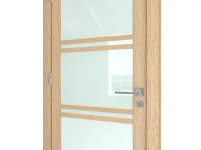 Door-035 interior door in oak with frosted glass 3D model