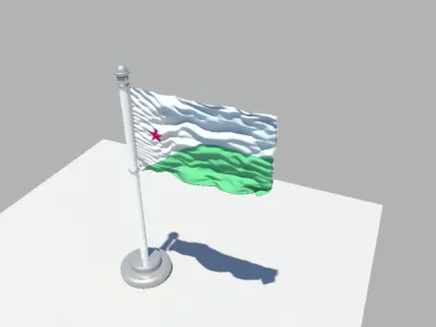 Republic of Djibouti flag 3D model