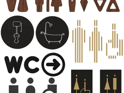 Restroom Directional Door Signs 5 3D model