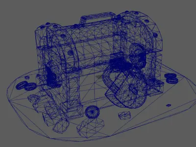 Stylish treasure chest with lock Low-poly 3D model