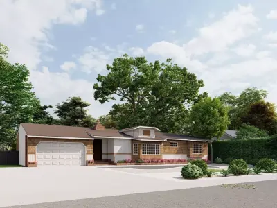 3D Exterior Scene 3D model design garden and landscape 3D model 3D model 3