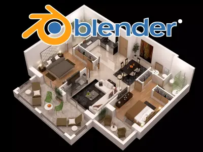 detailed floor plan 3d BLENDER ready 3D model