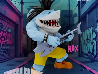 Street Shark - Rox with guitar - Animated Series 3D print model
