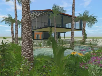 the glass house Low-poly 3D model