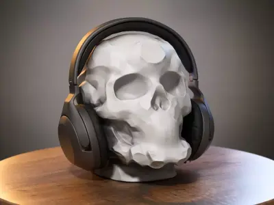Robot Skull Headphone Stand  Cyborg Headset Stand 3D print model