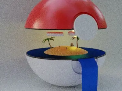 Pokeball illustration 3D model