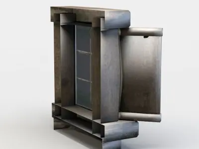 Window metal door with glass Low-poly 3D model