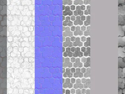 Hex Stone Pavers Seamless PBR Material Texture