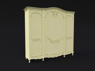 closet ornate cabinet with gold trim 3D model