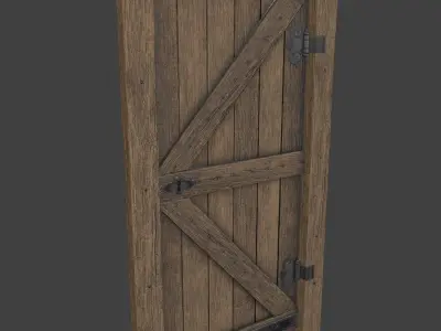 Old Wooden Door Game Ready Asset Low-poly 3D model