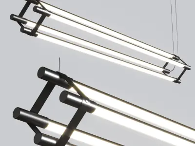 Thin Multiples Dyad Linear Suspension Light Low-poly 3D model