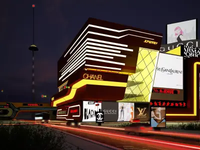 3D Model Professional Photorealistic Night Cityscape 3D model