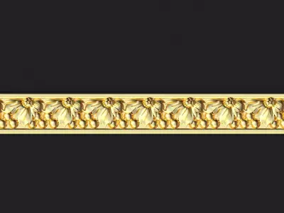 baguette gold ornate border 3D model