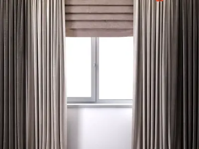 Curtains with Roman curtain  V-ray and Corona 3D model