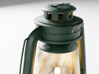 Old Lantern with Candle and scratches and a bit of rust Low-poly 3D model