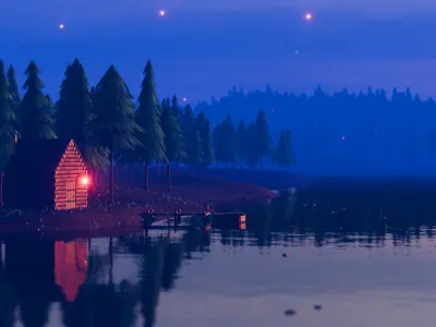 Stylized Low Poly Forest River 3D model