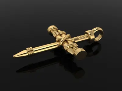 Rustic style Nail Cross Pendant Mid Size 3D print model