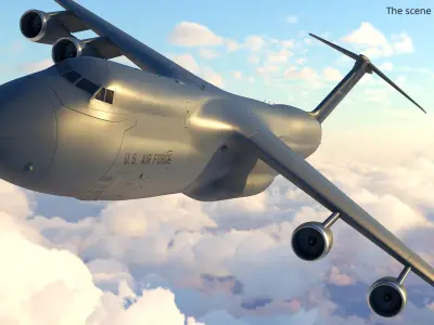  Lockheed C-5M Super Galaxy Dark Gray with Interior Rigged 