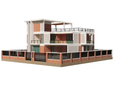 Modern Brick House 4 3D model