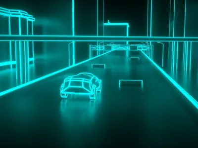 Futuristic Neon City Kitbash  3D model