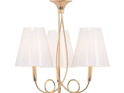 MANTRA three light chandelier in brass with shades 3D model
