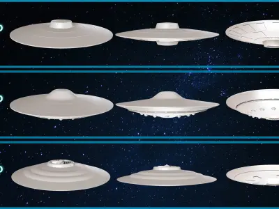 25 Sci Fi Flying Saucer UFO Base mesh V1 Low-poly 3D model
