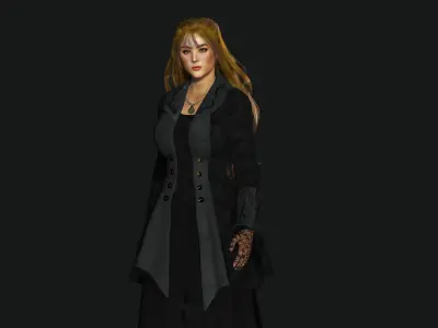 3D MEDIEVAL HUMAN RIGGED CHARACTER - BEAUTIFUL QUEEN PRINCESS 01 Low-poly 3D model