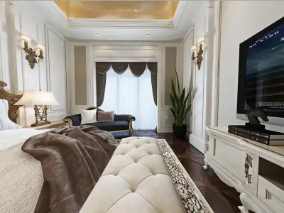 Modern European bedroom Vray 3Dmax model-18 3D model