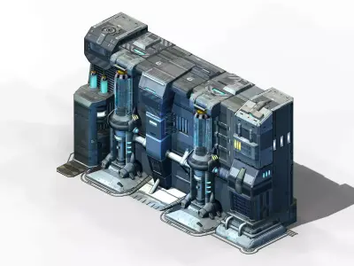 Sci Fi Building-connecting wall 02 3D model