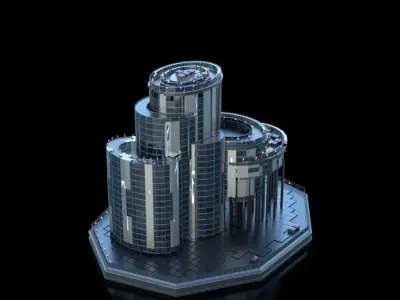 Futuristic Future Modern City Building Skyscraper 26 3D model