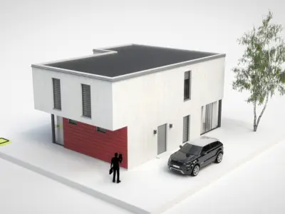 House 2 - Modern City Villa Low-poly 3D model