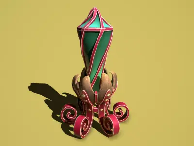 Fantasy flower obelisk Low-poly 3D model