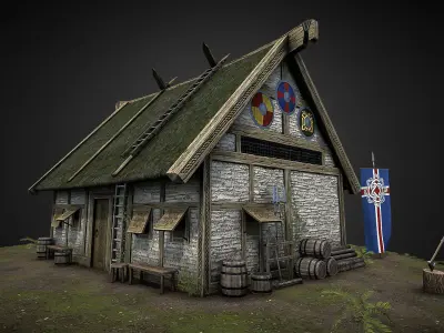 Viking Hut Low-poly 3D model
