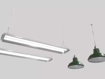 Industrial lights 3 Low-poly 3D model