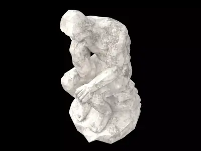 Thinker Style Abstract Statue v1 001 Low-poly 3D model