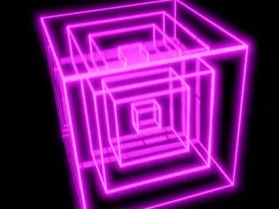 Lighting wireframe Cube animated Low-poly 3D model