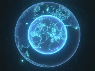 Animated Hologram Planet Earth No 7 Sci-Fi 3D Model 4k Textures Low-poly 3D model